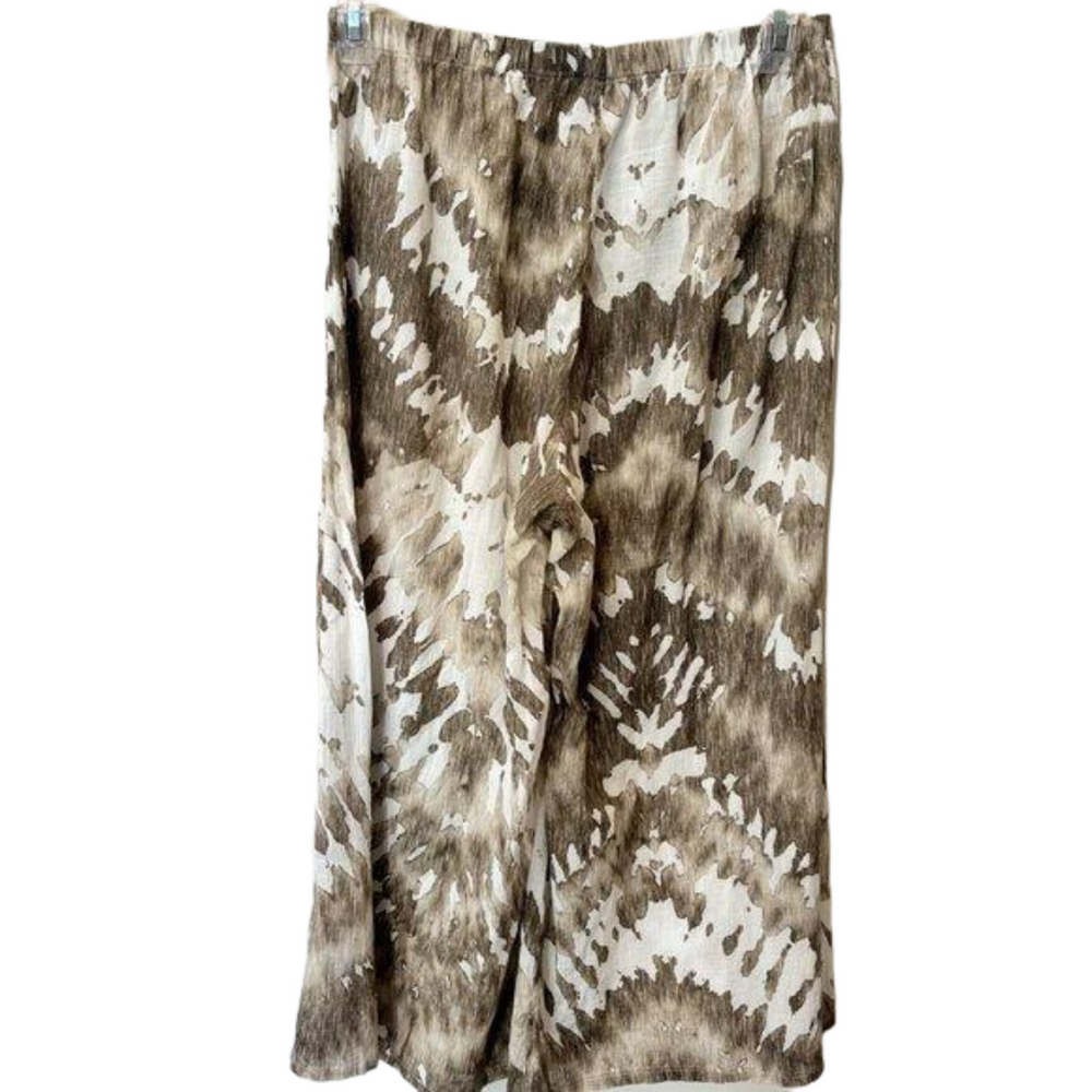 Bryn Walker wide leg flowing Pants. Beige, Brown & Cream, elastic waist Size MED - Picture 4 of 6